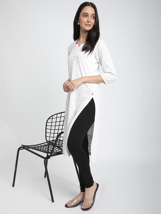 Women Cotton Elasticated Waist Full Length Solid Leggings