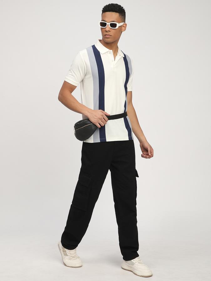 Striped Men Polo Neck T-Shirt image number 1