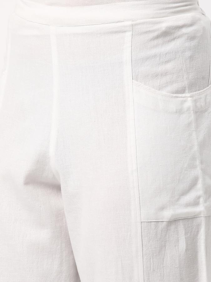 Women Cotton Straight Elasticated Solid Trousers