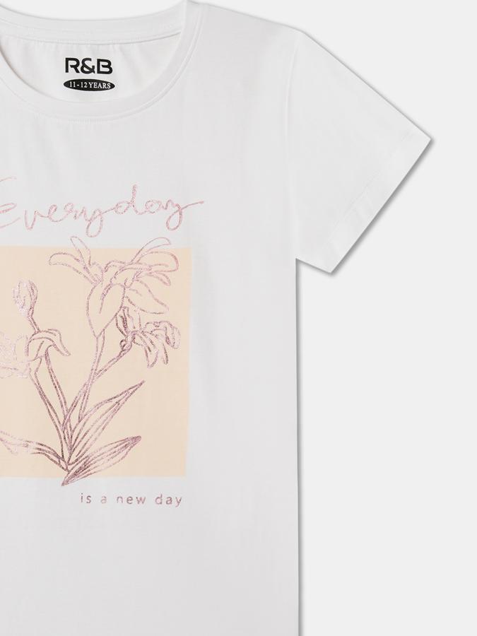 Girls Cotton Regular Fit Crew Neck Graphic T-shirt