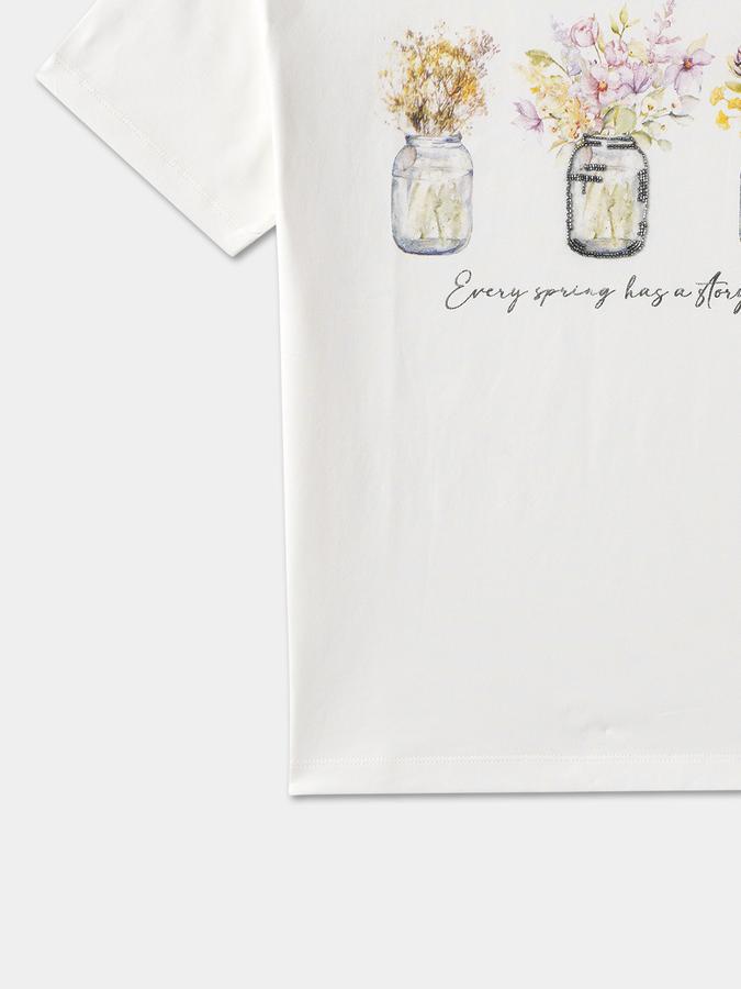 R&B Girls' Black Printed T-Shirt