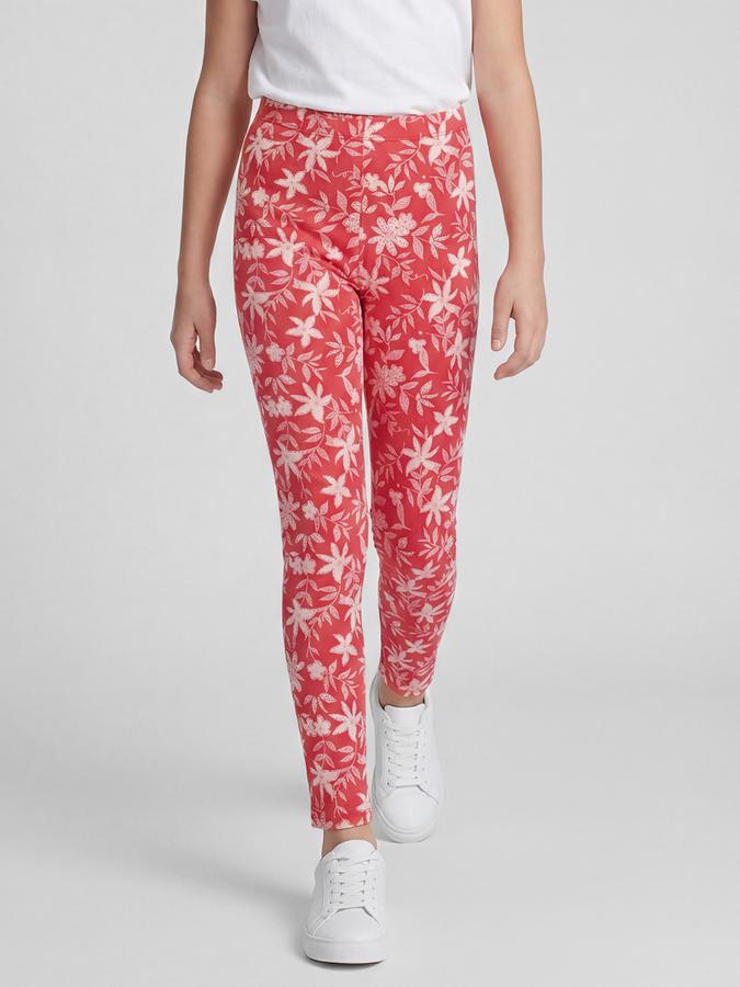 R&B Red Floral Printed Girls Leggings