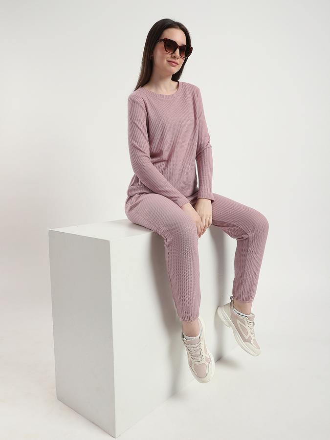 R&B Women Shell Pink Textured Lounge Set