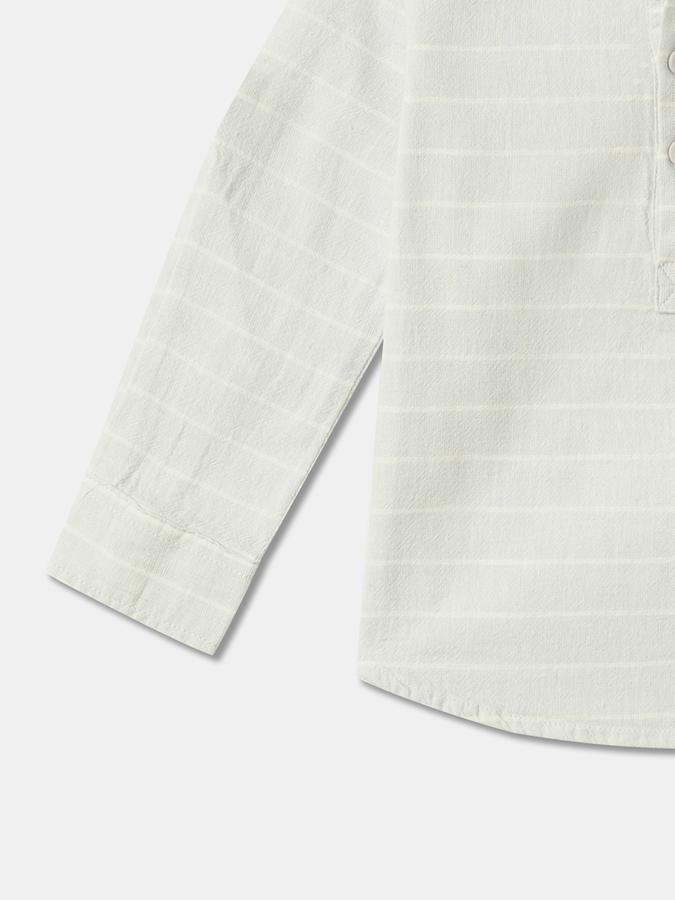 Boys Striped Relaxed Fit Shirt with Patch Pocket image number 3