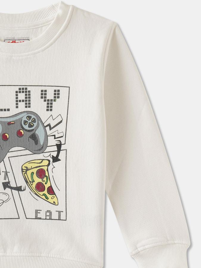 R&B Boys' Ivory Printed Sweatshirt