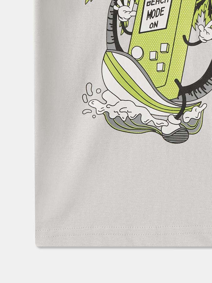 R&B Boys' Grey Printed T-Shirt