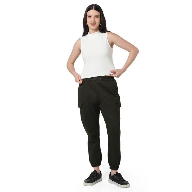 R&B Women Ivory Solid Sleeveless Ribbed Top