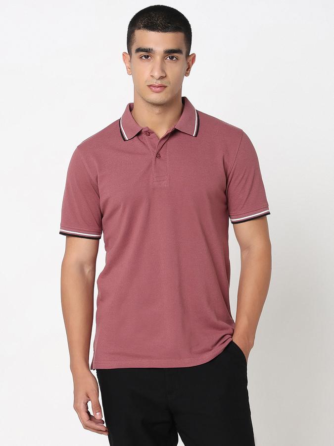 MENS Short Sleeves SOLID POLO WITH TIPPING COLLAR AND CUFF - DRY FIT image number 1