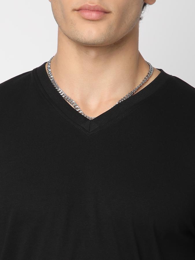 Men Cotton Regular Fit V-Neck Solid T-shirt