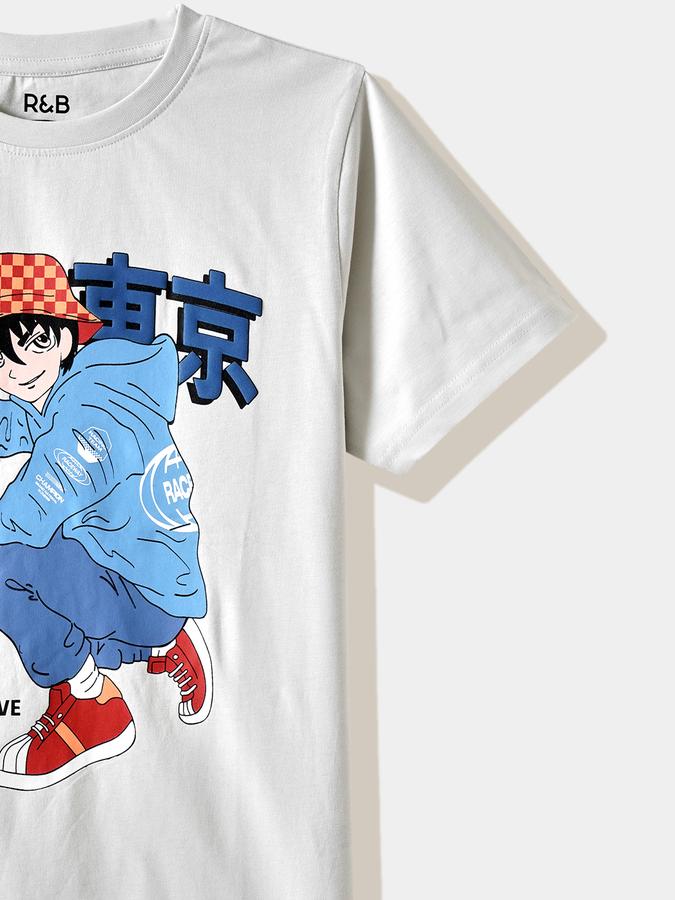 Boys Cotton Regular Fit Crew Neck Graphic T-shirt