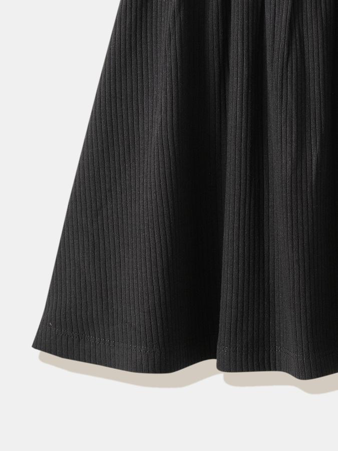 Girls Cotton Regular Fit Round Neck Ruffled Dress