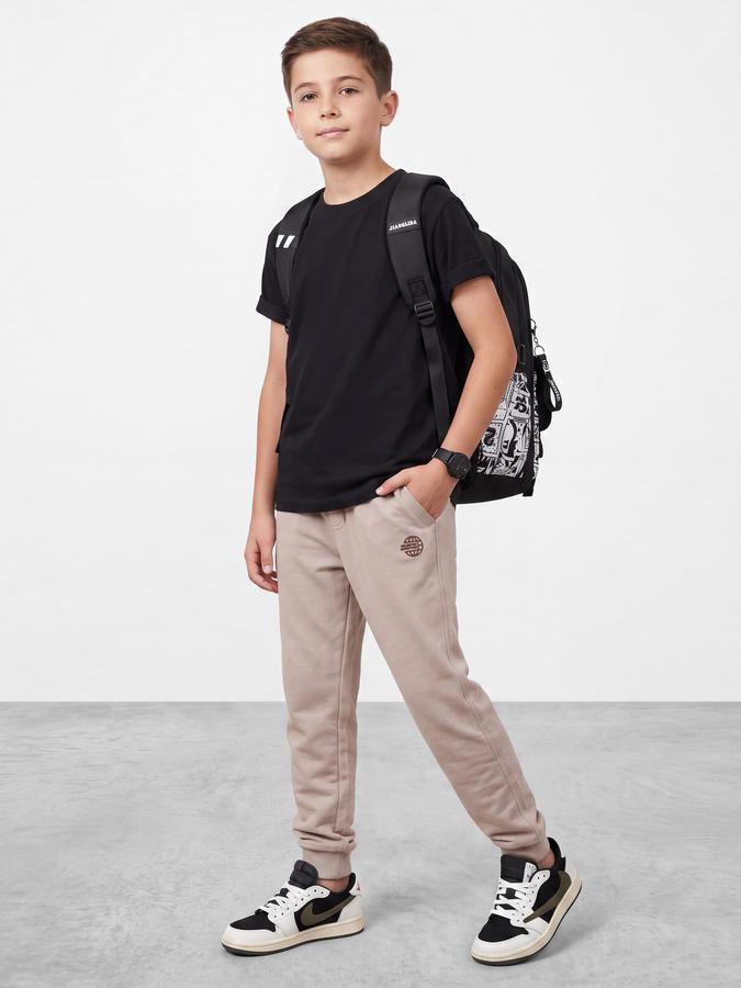 R&B Boys Beige Graphic Print Elasticated waist Jogger Pant 