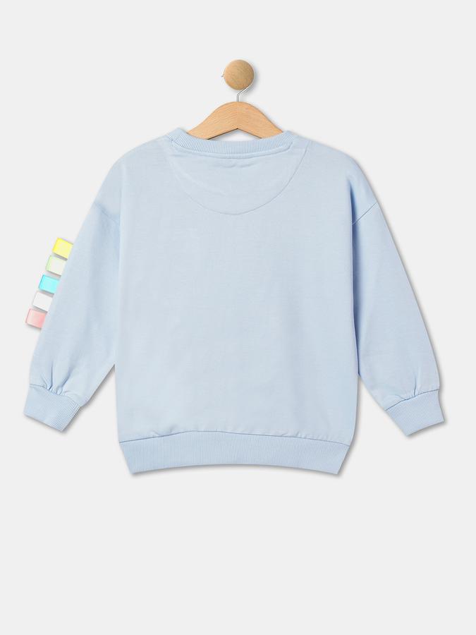 Girls Cotton Regular Fit Crew Neck Graphic Sweatshirt