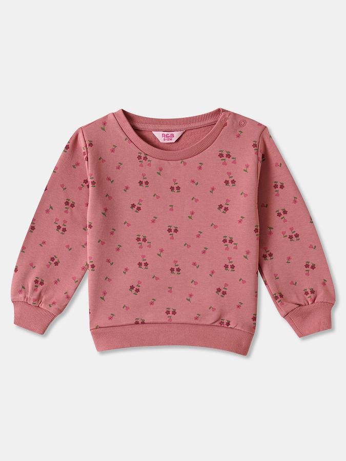 Girls Fleece Regular Fit Crew Neck Printed Sweatshirt