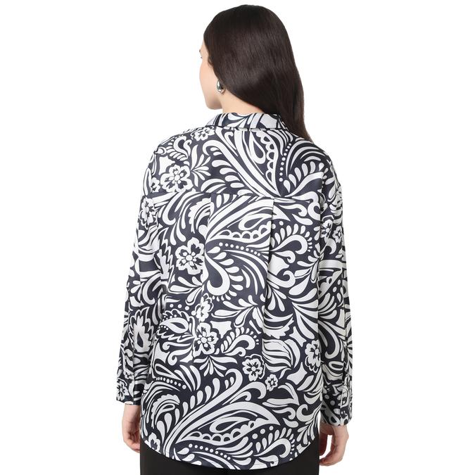 R&B Women Dark Blue Floral Print Shirt