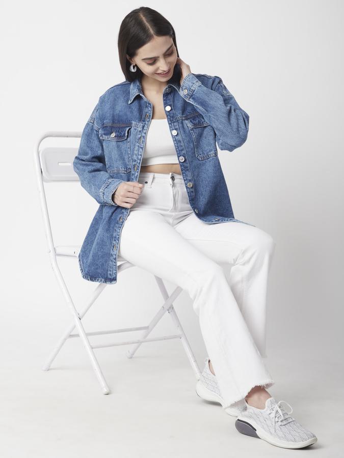R&B Women Mid Blue Washed Denim Jacket