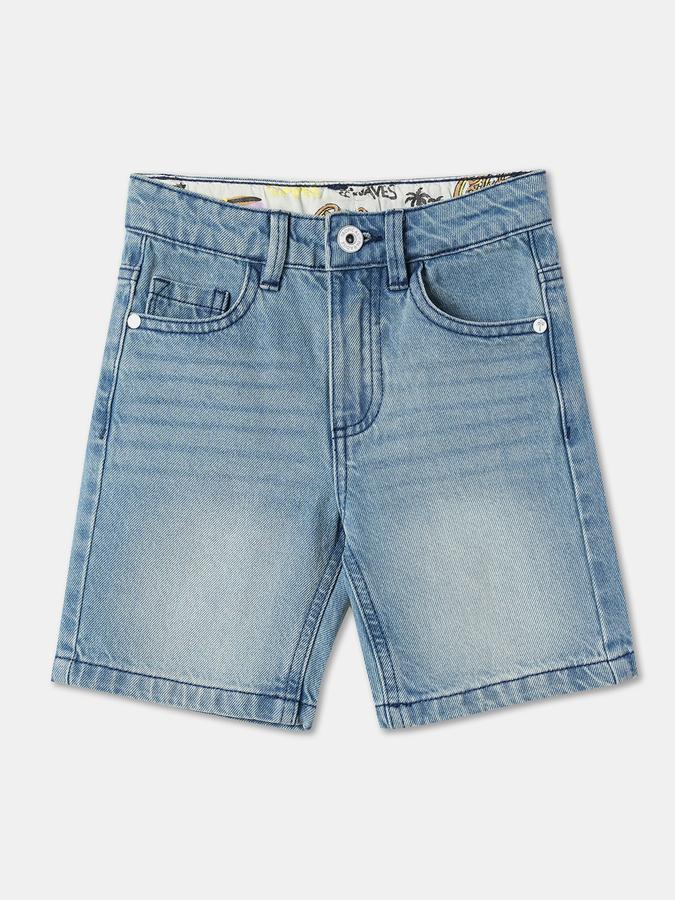 Lightly-Washed Regular Fit Shorts with 5-Pocket Styling