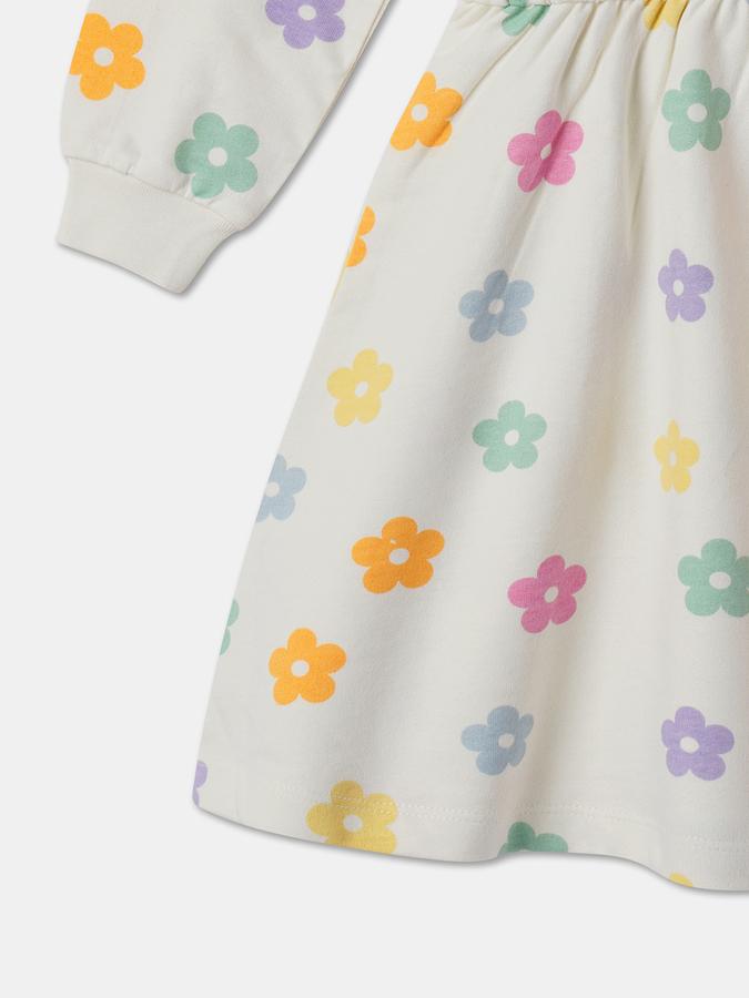 Girls Floral Print A-Line Dress image number 3