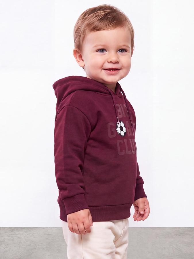 R&B Boys Maroon Graphic Print Hooded Long Sleeves Sweatshirt