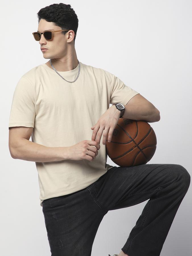 R&B MEN'S Solid T-Shirt with Crew Neck and Short Sleeves