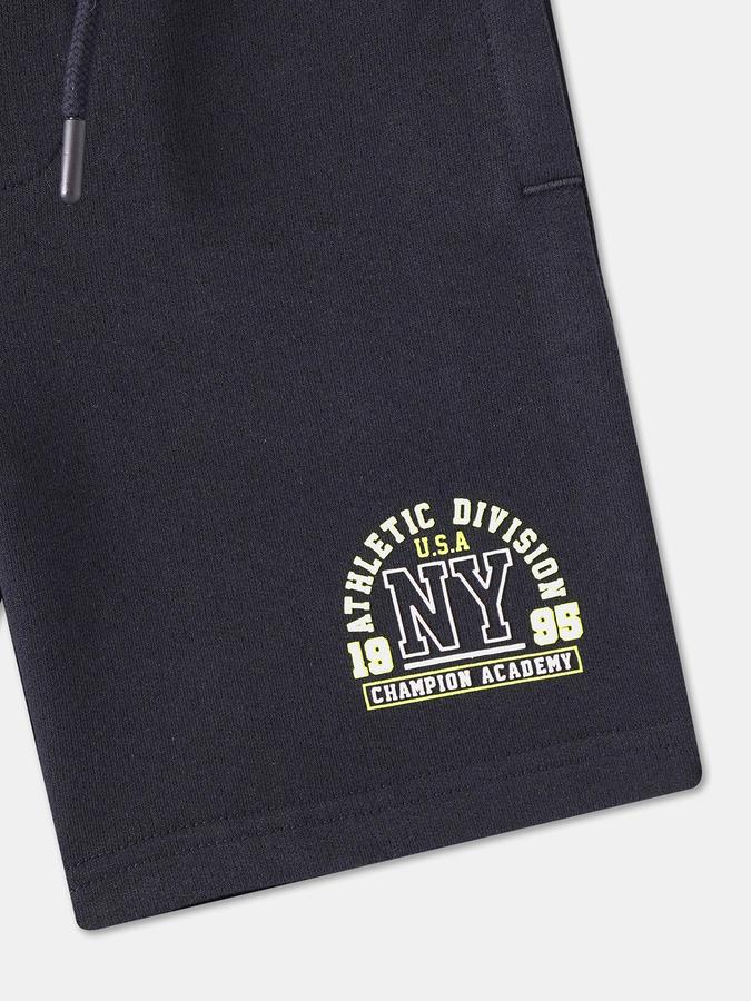 Boys Cotton Embroidered Mid Rise Drawstring Waist Clean Hem Shorts