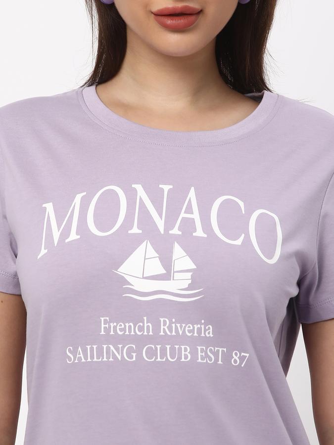 Women Cotton Regular Fit Crew Neck Graphic T-shirt