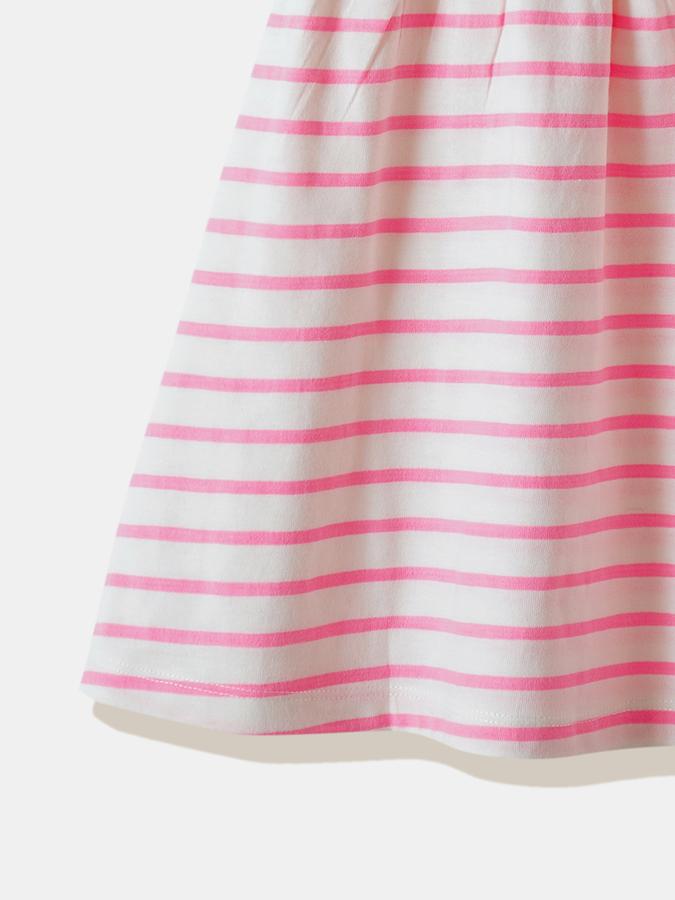 Girls Cotton Regular Fit Round Neck Ruffled Dress