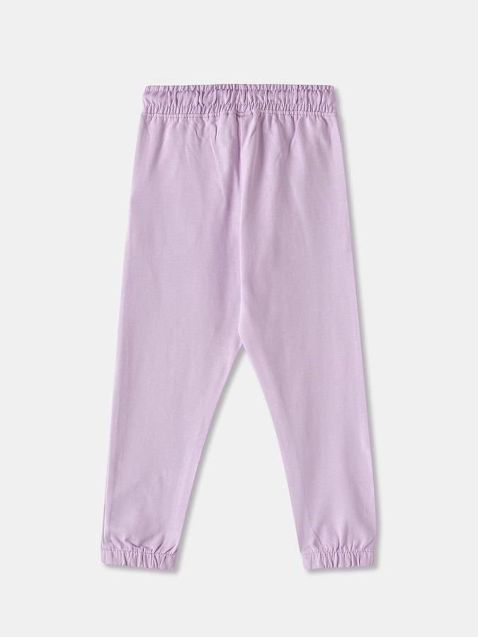 Girls Cotton Regular Fit Drawstring Waist Cuffed Hem Joggers