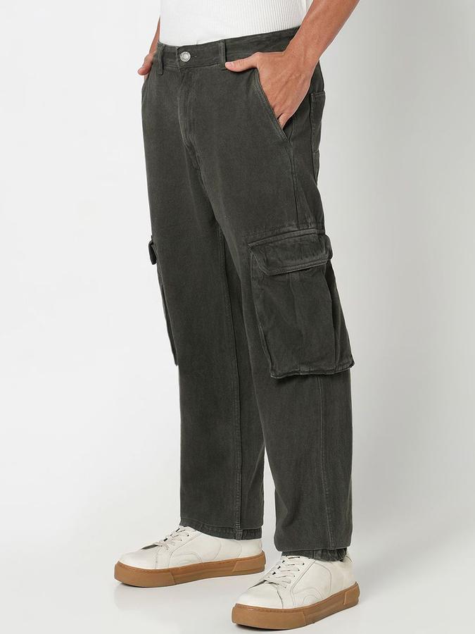 R&B Men Olive Relaxed Fit Mid-Rise Jeans
