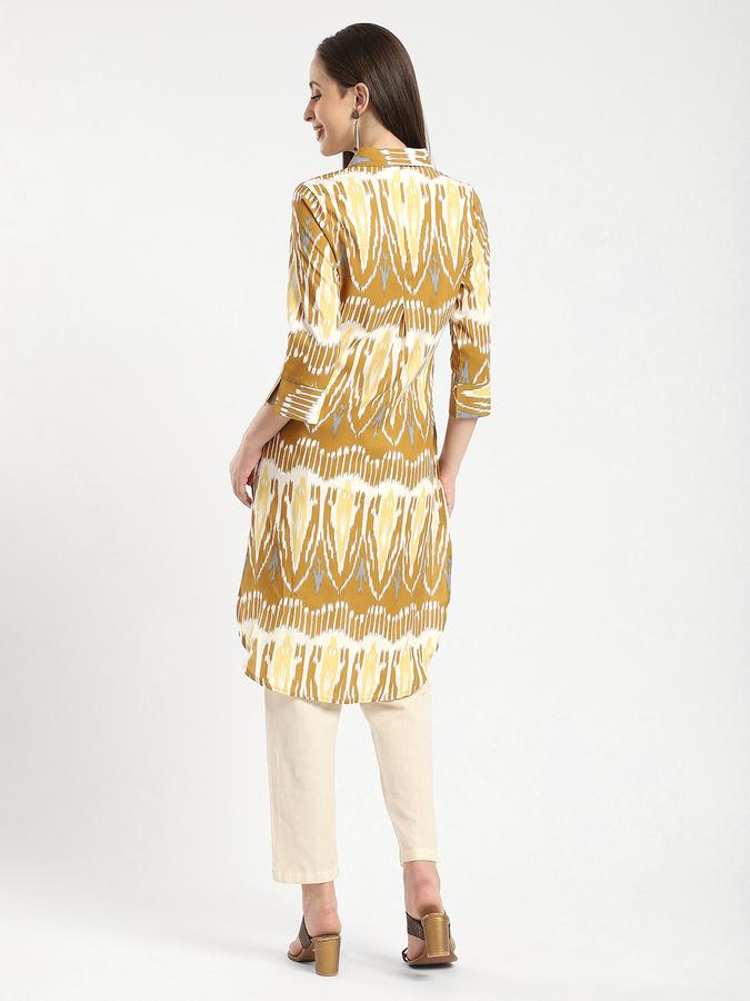 Women Viscose Regular Fit Shirt Collar Printed Kurta