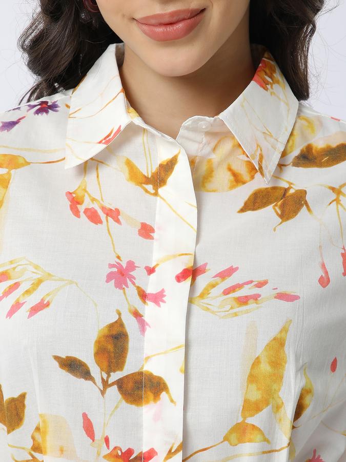 Women Cotton Shirt Midi Floral Dress