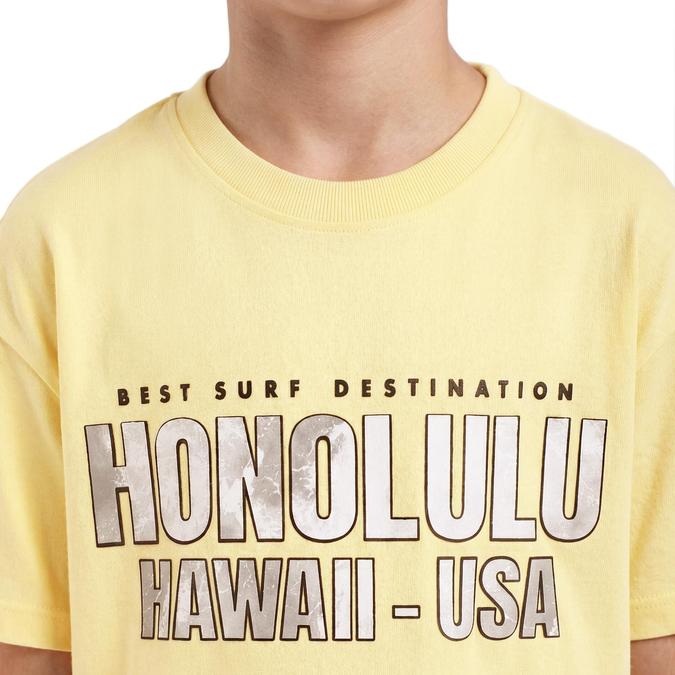 R&B Boy Yellow Cotton Printed Round Neck T-Shirt
