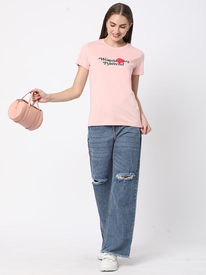 Women Cotton Relaxed Fit Crew Neck Graphic T-shirt
