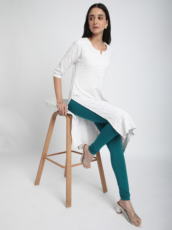 Women Cotton Elasticated Waist Full Length Solid Leggings