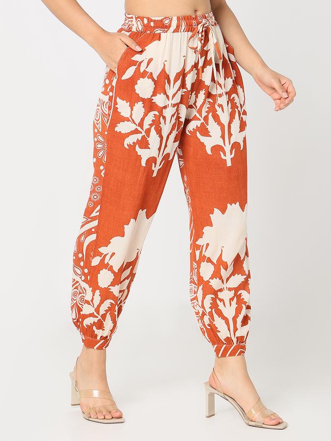 R&B Women's Rust Printed Trousers