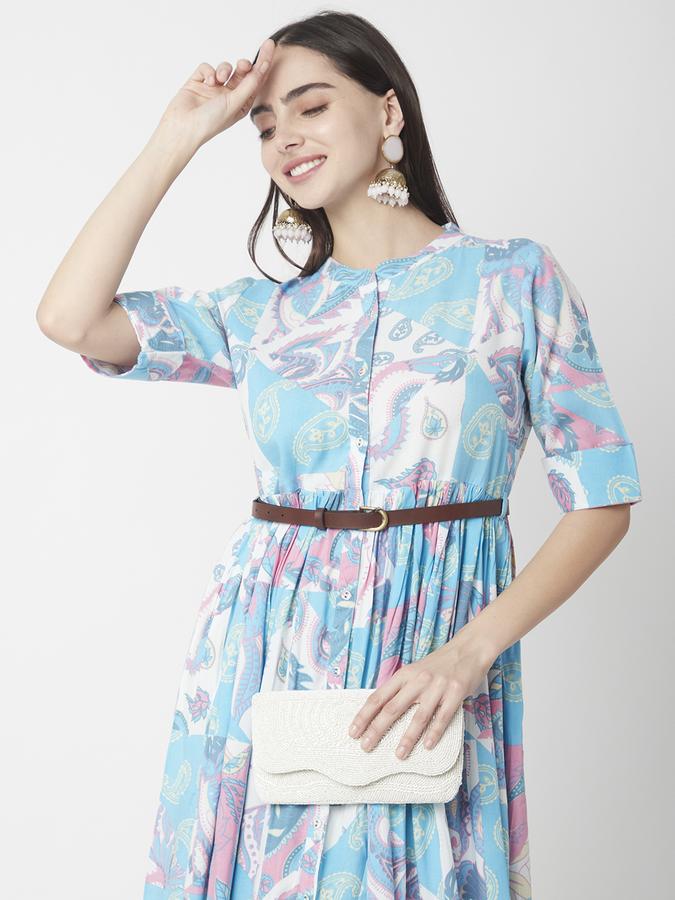 Women Viscose Printed Fit & Flare Ethnic Dress