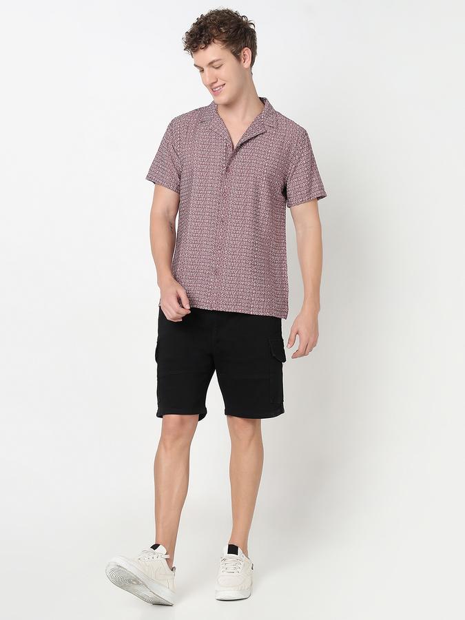 R&B Men's Mauve Printed Shirt