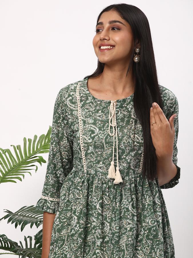 R&B Women's Green Printed Kurta