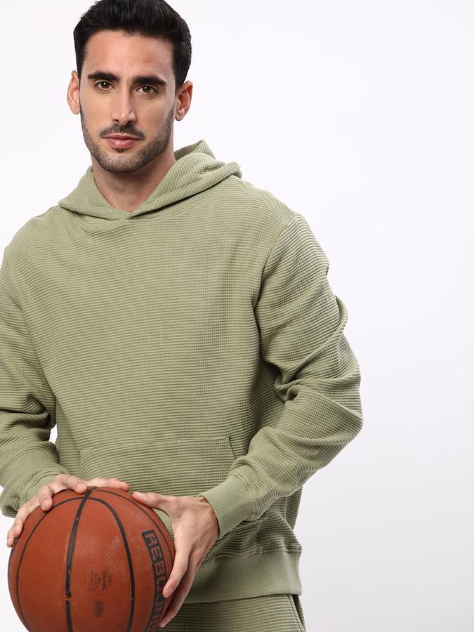 Men Cotton Regular Fit Hooded Solid Sweatshirt