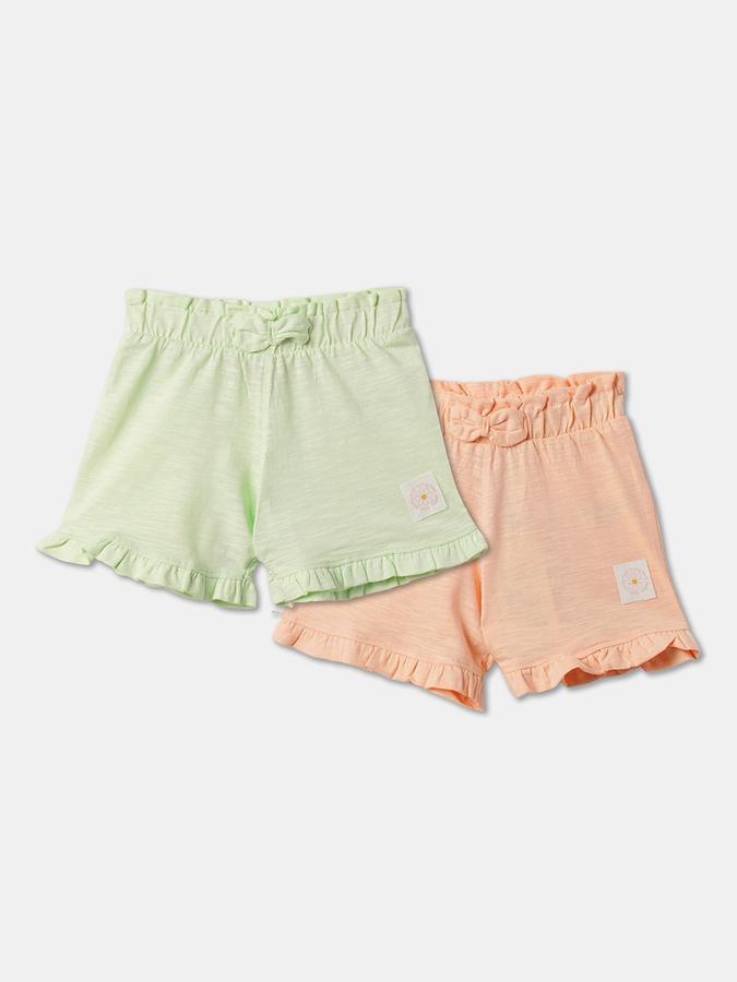 Girls Cotton Regular Fit Paperbag Waist Clean Hem Shorts