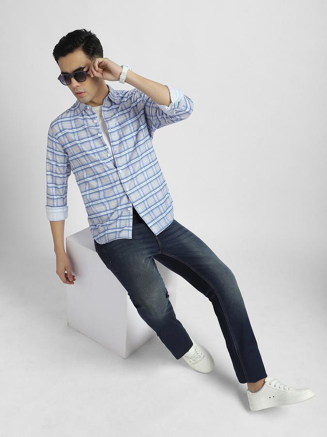 R&B Men's Blue Checked Shirt