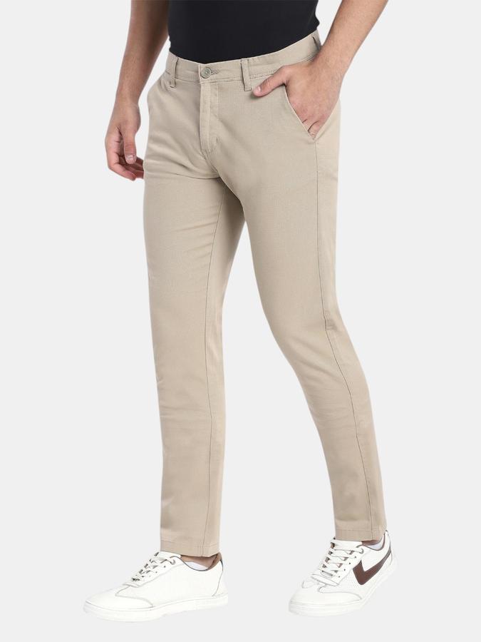 R&B Camel Brown Slim Fit Men Mid Rise Trouser