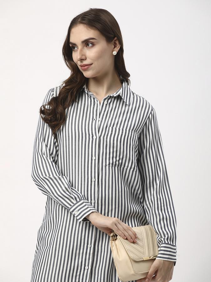 Women Stripes Shirt Collar Tops & Tunics image number 0