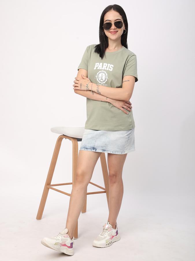 Women Cotton Regular Fit Crew Neck Graphic T-shirt