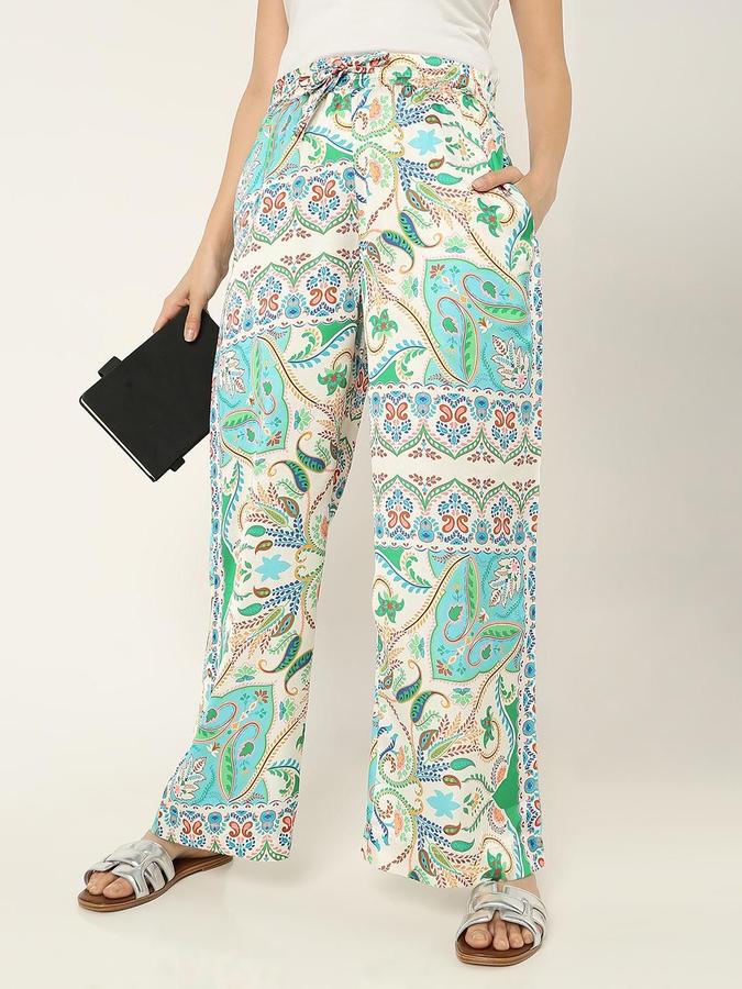 R&B Women Ivory Printed Relaxed Fit Trousers