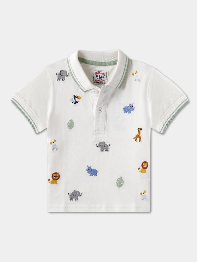 Baby Boys Self Design Pure Cotton Regular T Shirt 