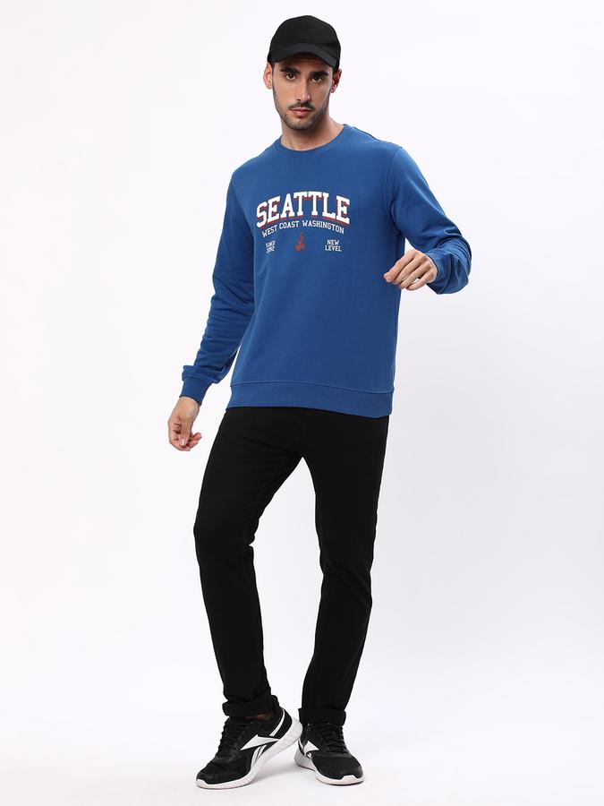 Men Cotton Regular Fit Crew Neck Graphic Sweatshirt