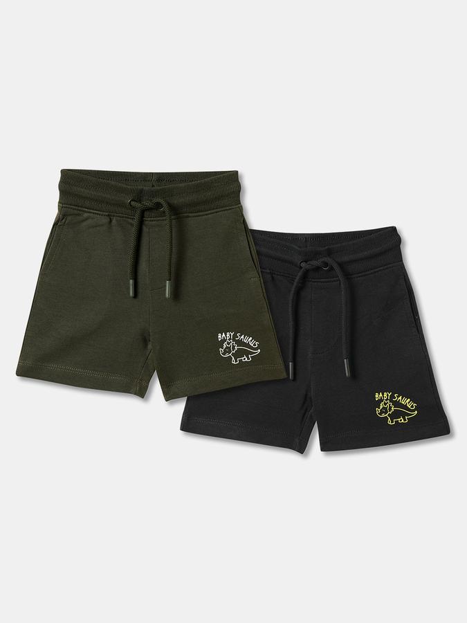 Boys Pack of 2 Typographic Print Regular Fit Shorts