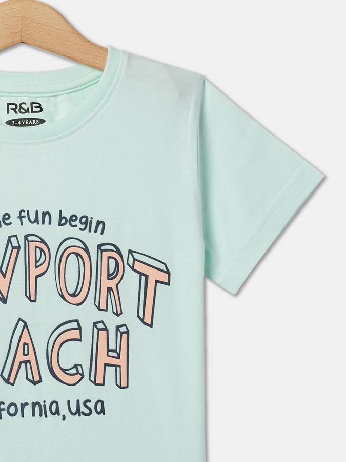 Boys Typographic Print Regular Fit Crew-Neck T-Shirt image number 2