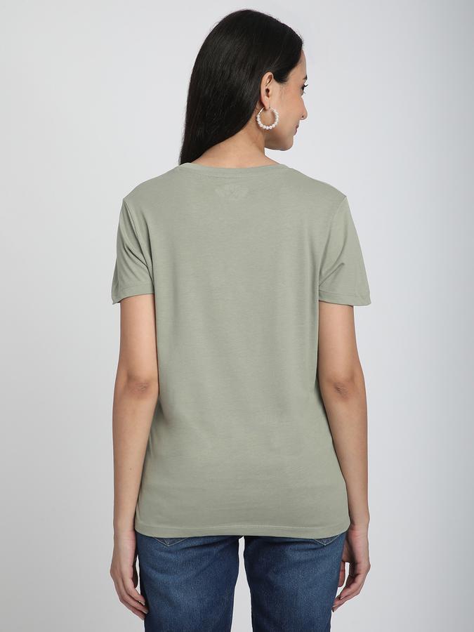 Women Cotton Relaxed Fit Crew Neck Typographic T-shirt